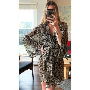 Handmade Leopard Print Kimono Robe Cardigan Wrap